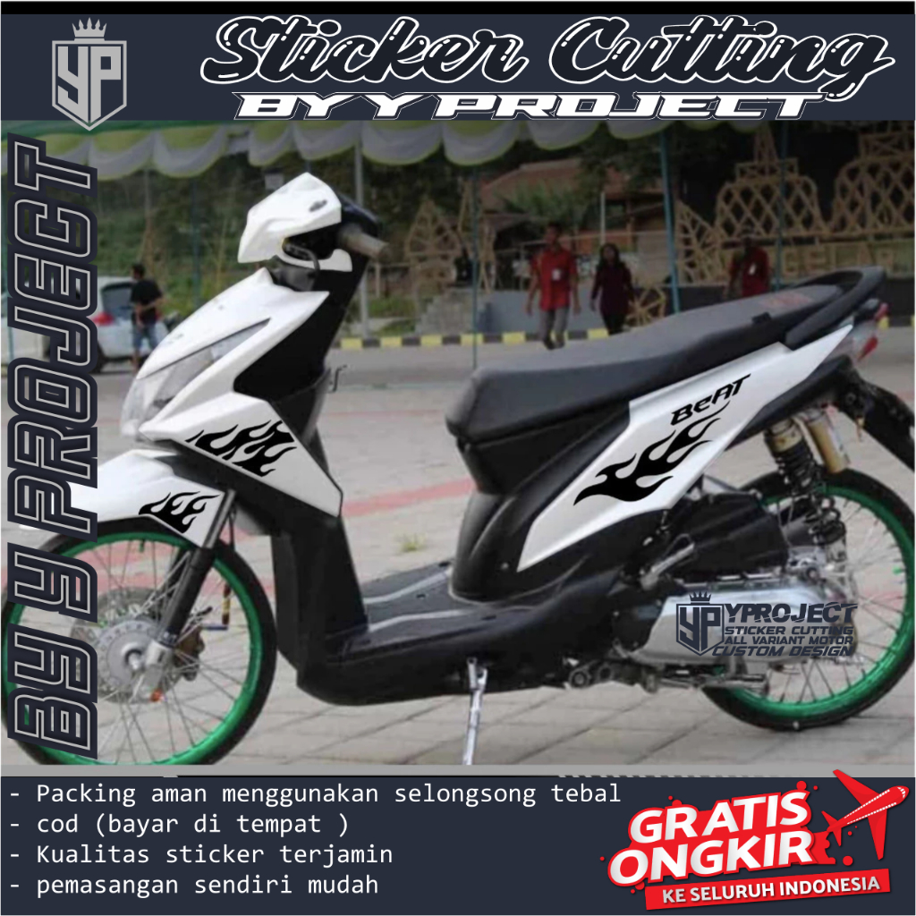 BEAT STIKER MOTOR BEAT MOTIF API BEAT FI TAHUN 2013 2014 2015 2016 CUTTING STICKER