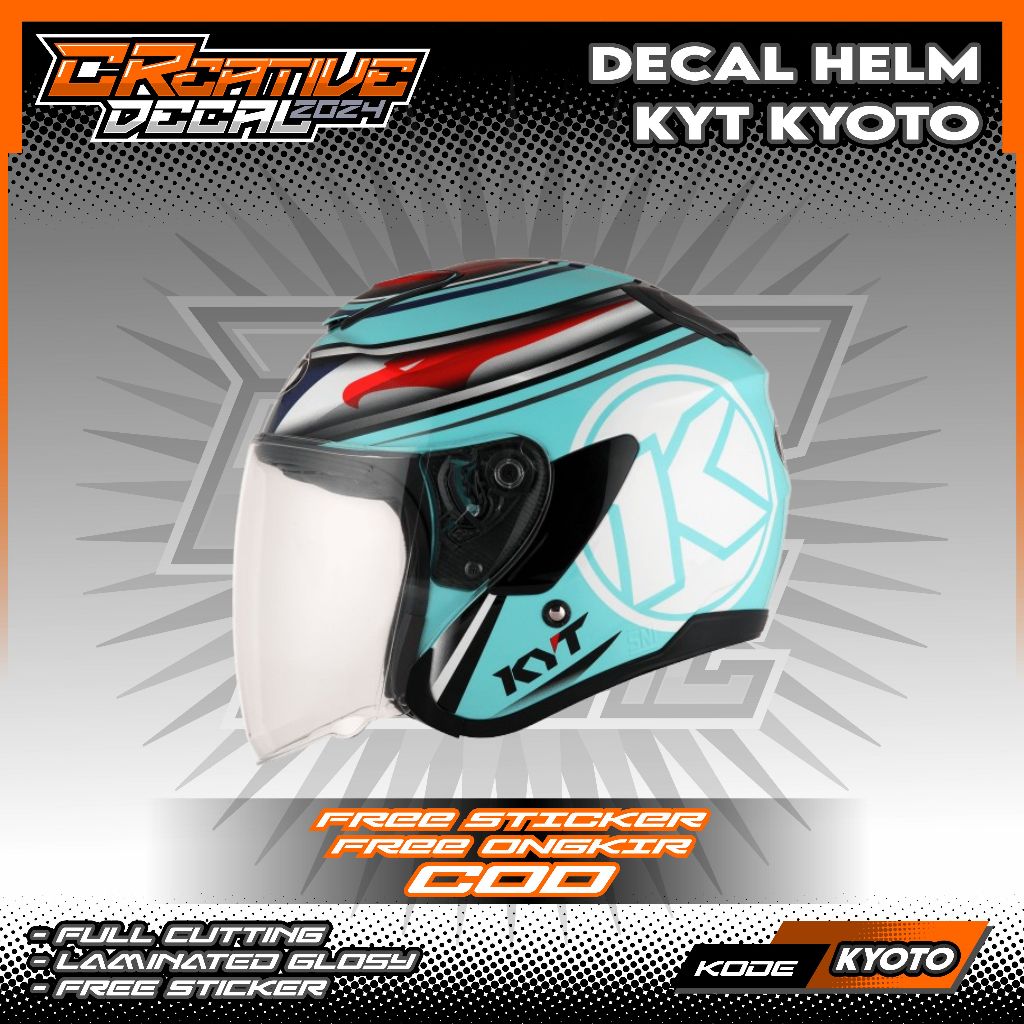 STIKER DECAL HELM KYT KYOTO HALF FACE | DECAL HELM | DECAL STIKER