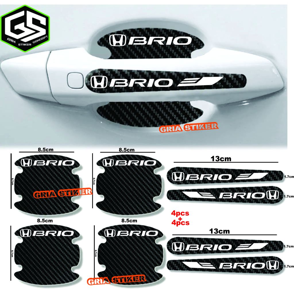 8pcs stiker carbon handle mobil honda brio cutting stiker pelindung gagang pintu mobil dari goresan