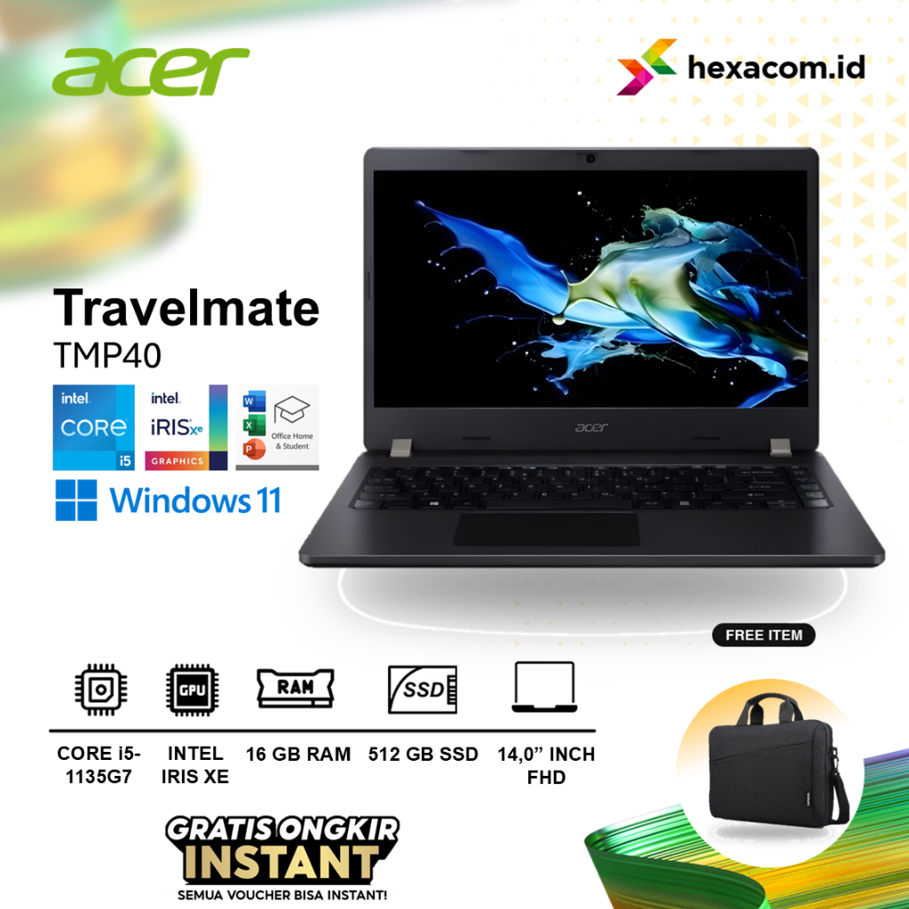 Laptop Acer Travelmate TMP40 i5 1135G7 RAM 16GB 512GB SSD 14.0" FHD W11 OHS