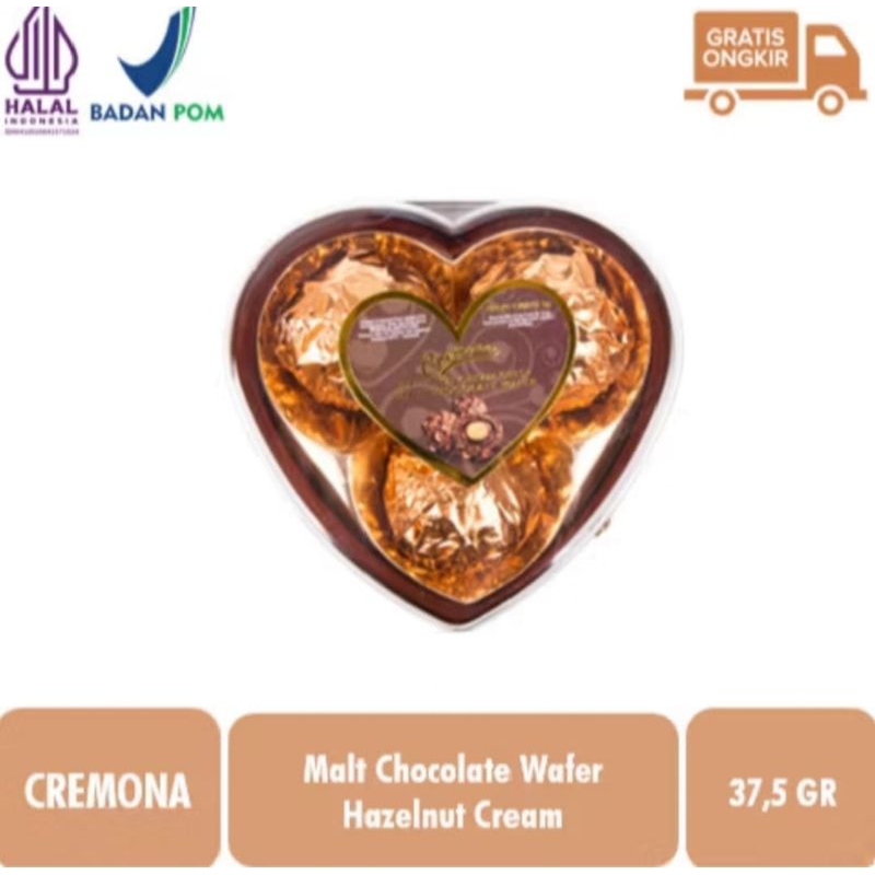 

Cremona hazelnut cream crisp malt chocolate wafer ball heart T3, T8