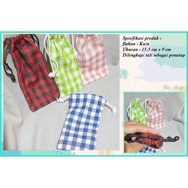 Pouch Serut Aesthetic Pouch Serut Kain Murah Pouch Serut Lucu Pouch Serut Kotak Kotak Pouch Kosmetik