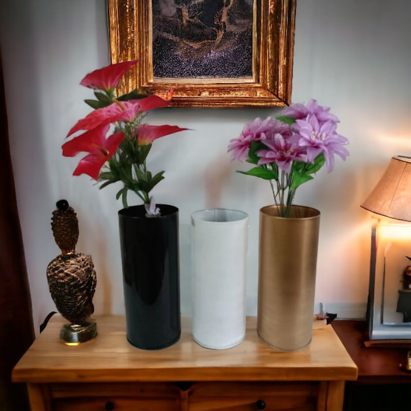 Vas bunga dekorasi hiasan bunga bahan Stenliast anti karat diameter 10cm tinggi 30cm