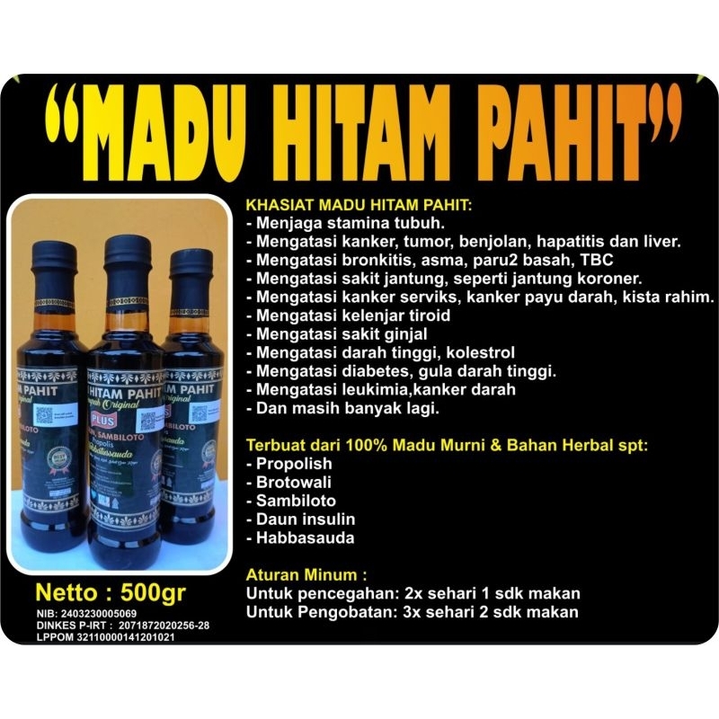 

Madu Hitam Pahit Plus Propolis