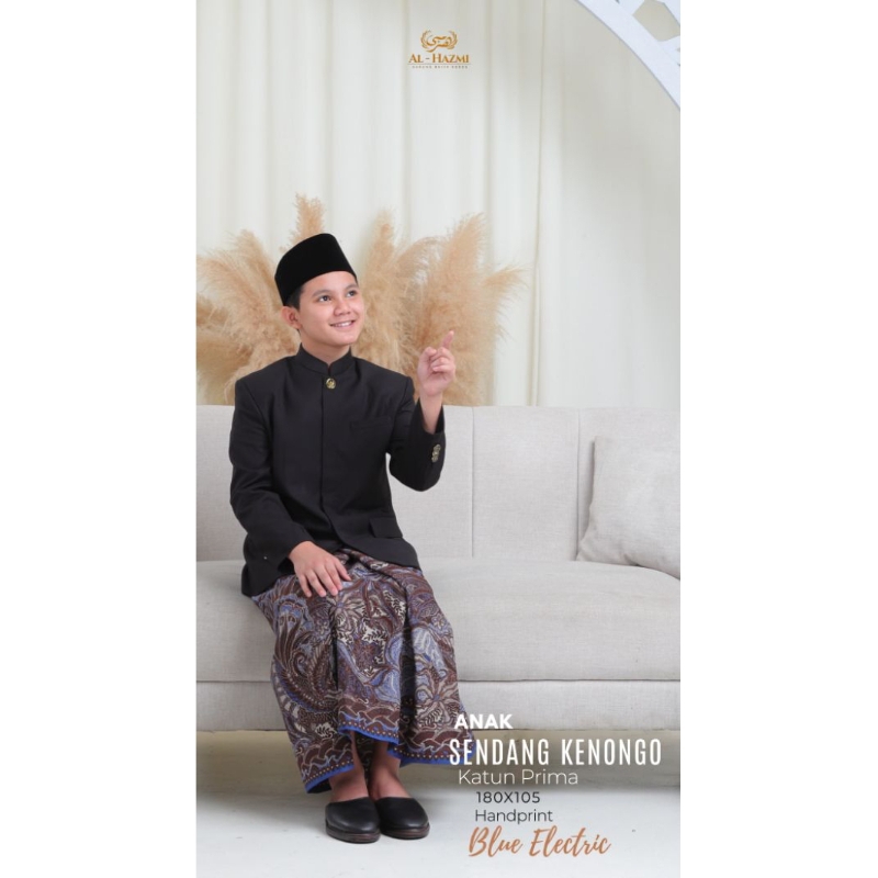 Sarung Batik Anak Al Hazmi Motif Sendang Kenongo Blue Electric