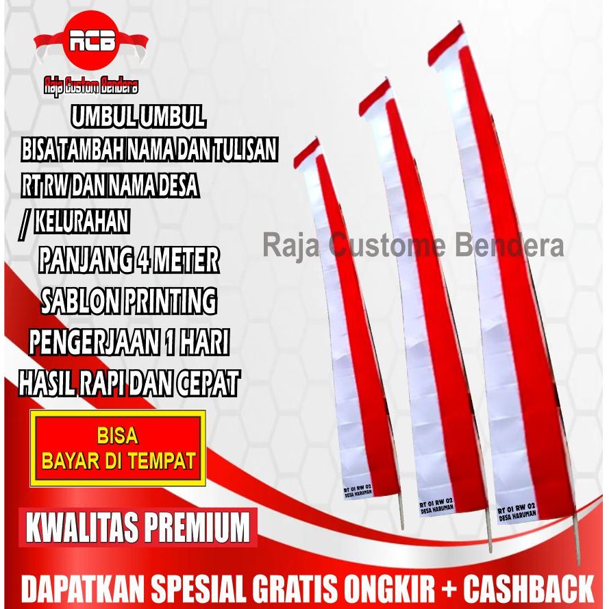umbul umbul custom bendera merah putih custom panjang 4 meter
