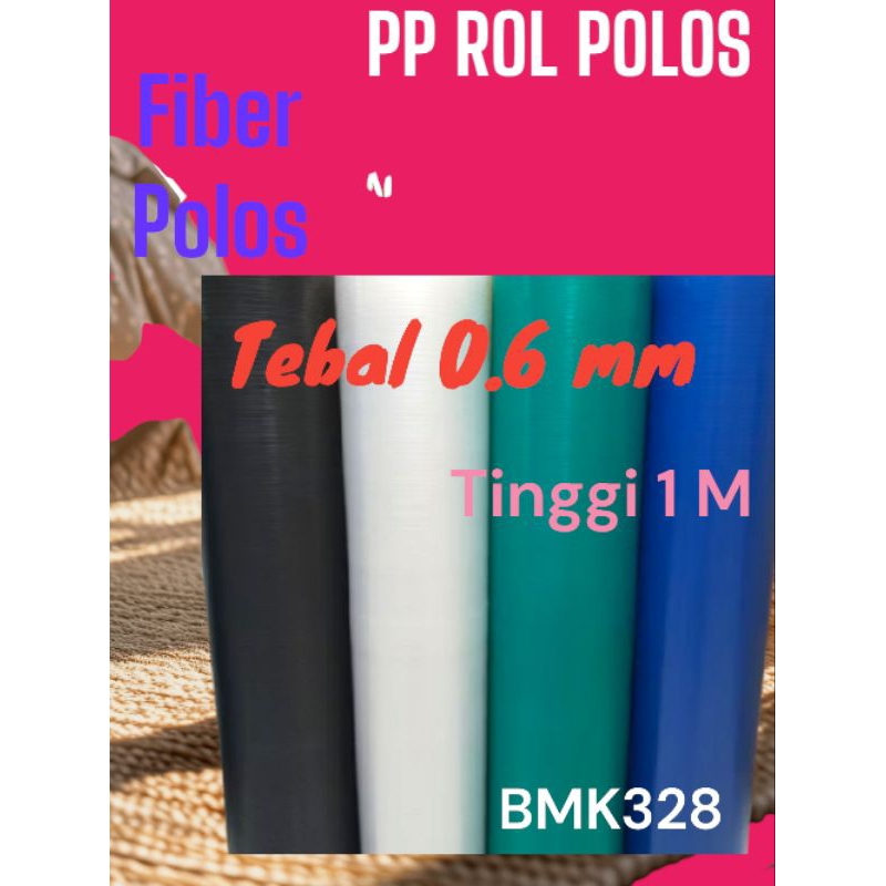 BMK328 Harga per  Roll  fiber  POLOS PUTIH BENING   0.6 mm / PP roll penutup pagar tinggi 1 M.