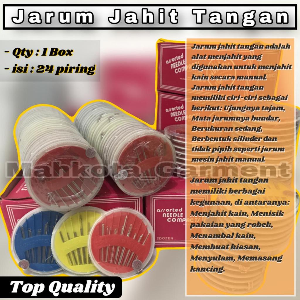 𝟏 𝐁𝐨𝐱 isi 24pcs Lembar Piring | Jarum Jahit Tangan 1 Set | Jarum Jahit Tangan Wadah Bulat Bundar | J