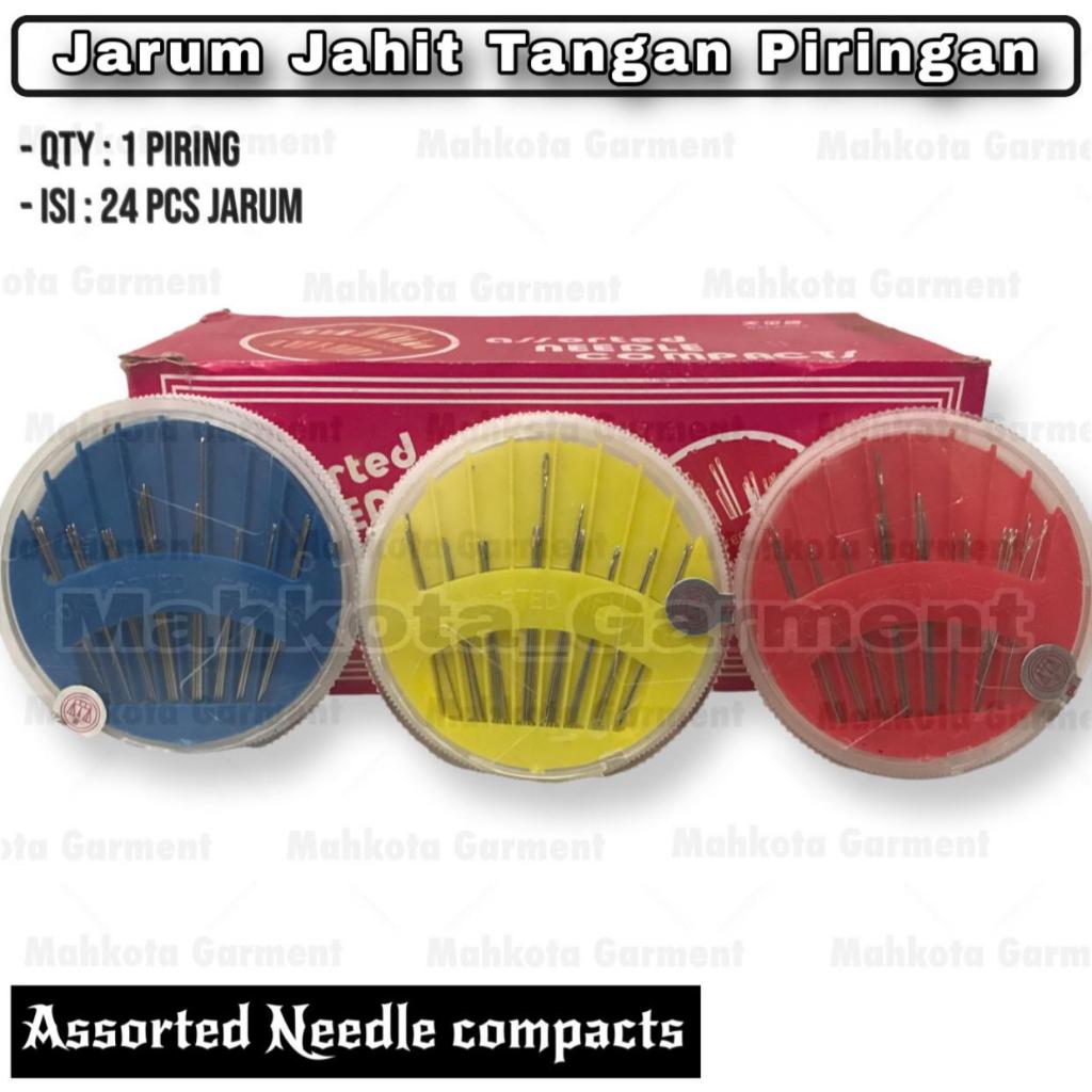 𝟏 𝐩𝐜𝐬 | Jarum Jahit Tangan 1 Set | Assorted Needle Compacts Jarum Jahit Tangan Wadah Bulat Bundar | 