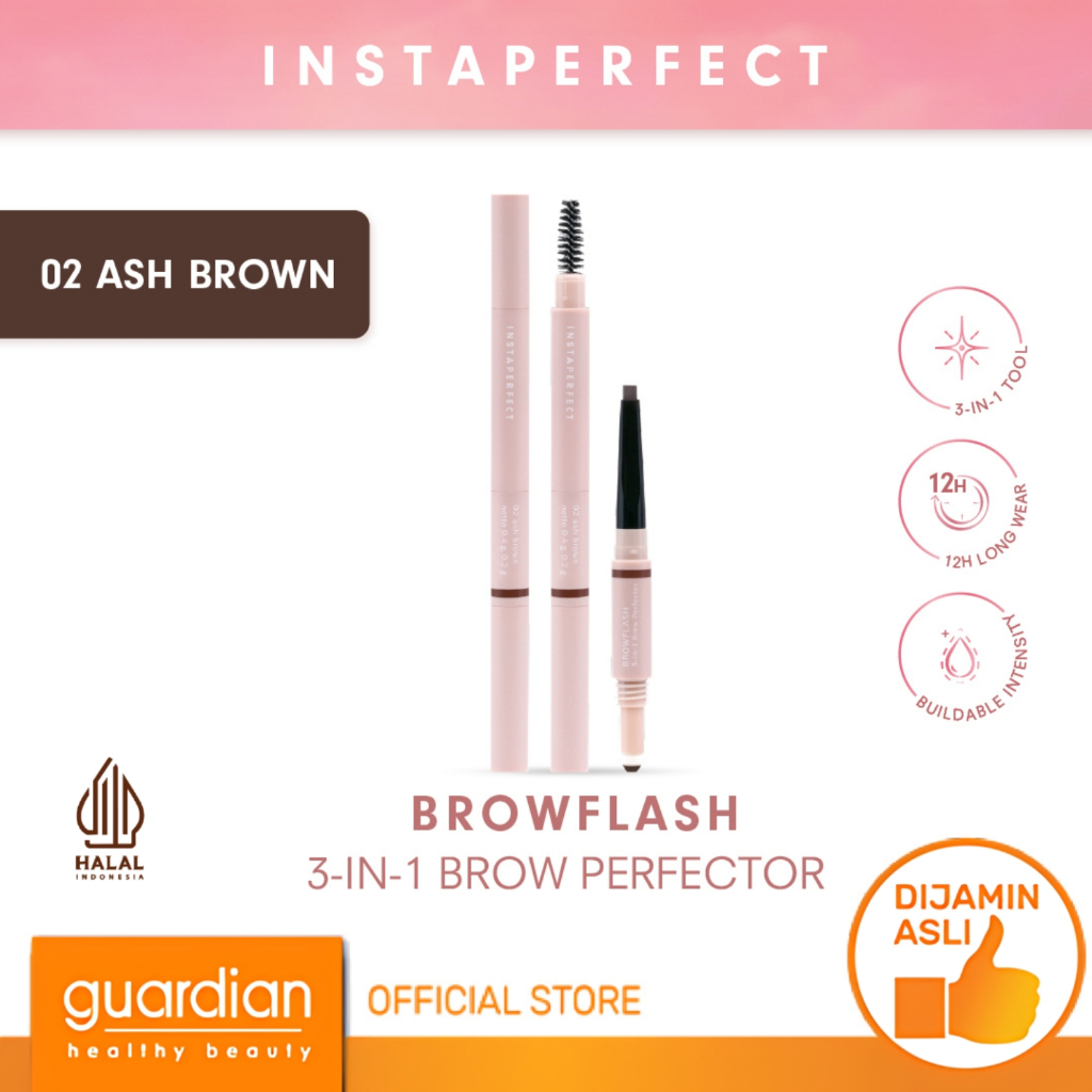 

technandaa - instaperfect browflash 3-in-1 brow perfector 02 ash brown 10ml longlasting 12 jam