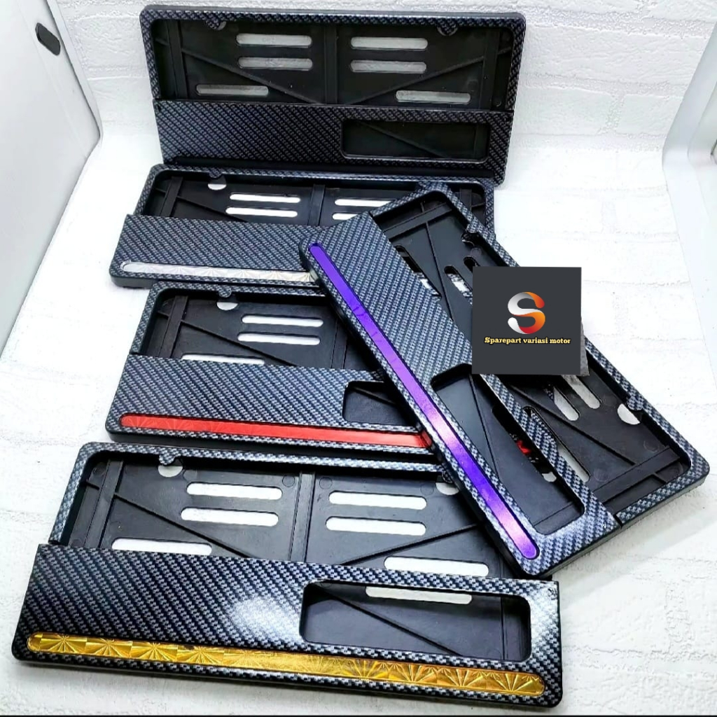 dudukan plat nomor karbon list hologram warna cover plat variasi motor universal
