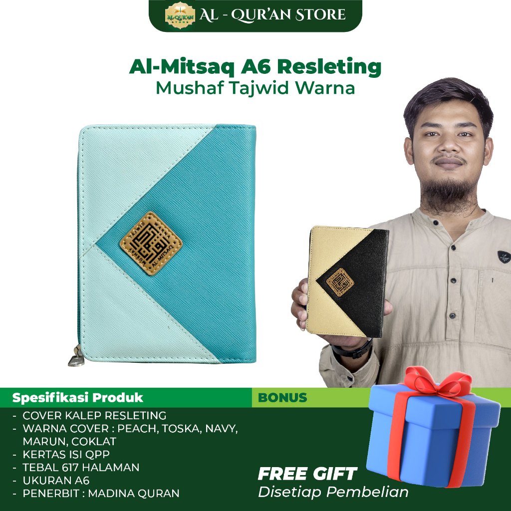 [BISA COD]  Al Quran Tajwid - Al quran wanita cantik - Al Quran kecil - Al Quran Mitsaq Resleting A6