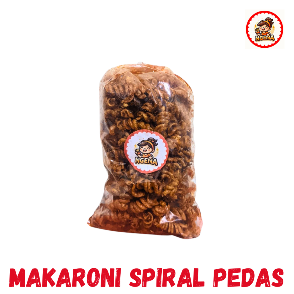 

Ngena Makaroni Spiral Pedas Gurih - Renyah, Pedas, Bikin Nagih! Kemasan 100 250 500 Gram