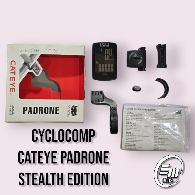 CATEYE CYCLOCOMP CYCLO COMPUTER SPEDO SPEEDO PADRONE STEALTH EDITION WIRELESS BLACK PREOWN SECOND