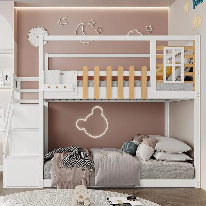 tempat tidur anak tingkat 2 bahan kayu