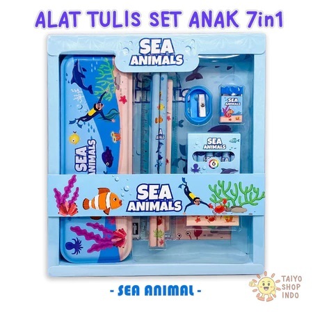 

Alat Tulis Set Anak 7IN1 Sanrio Karakter Stationery Tempat Kotak Pensil Perlengkapan Sekolah - SEA ANIMALS