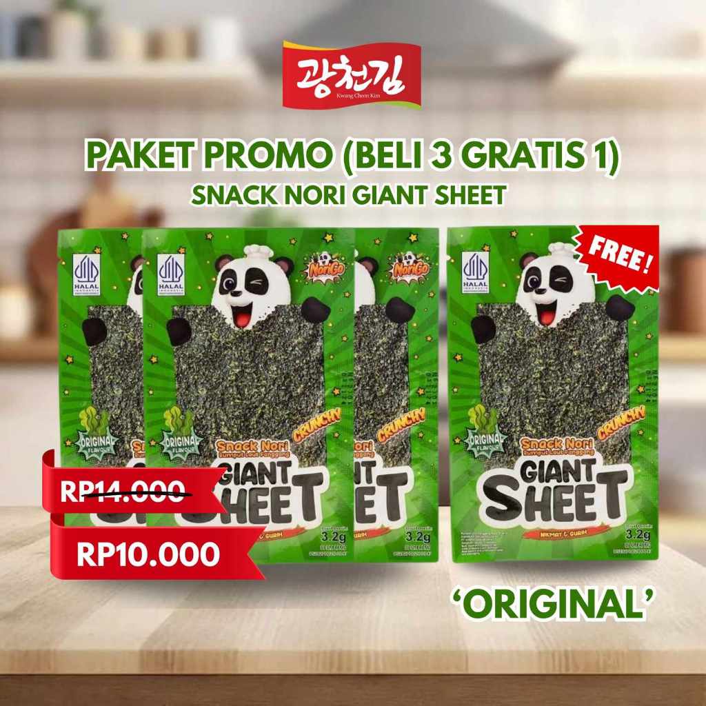 

[BELI 3 PCS GRATIS 1] Norigo / Snack Nori Giant Sheet / Snack Rumput Laut 9.6g
