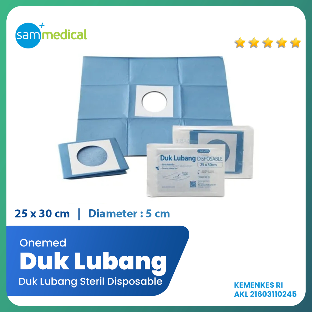 Onemed Doek Bolong Steril Disposable / Duk Lubang / Duk Operasi Sekali Pakai @PCS