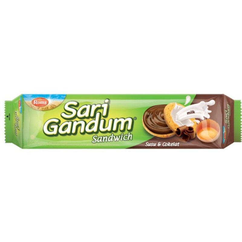 

Roma Sari Gandum Biskuit Sandwich Susu & Cokelat 108 g