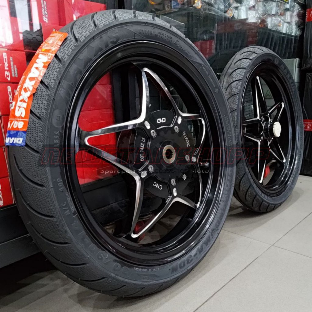 Paketan Velg Velek Velk Racing Delkevic DND palang Bintang + Ban luar maxxis diamond depan belakang 