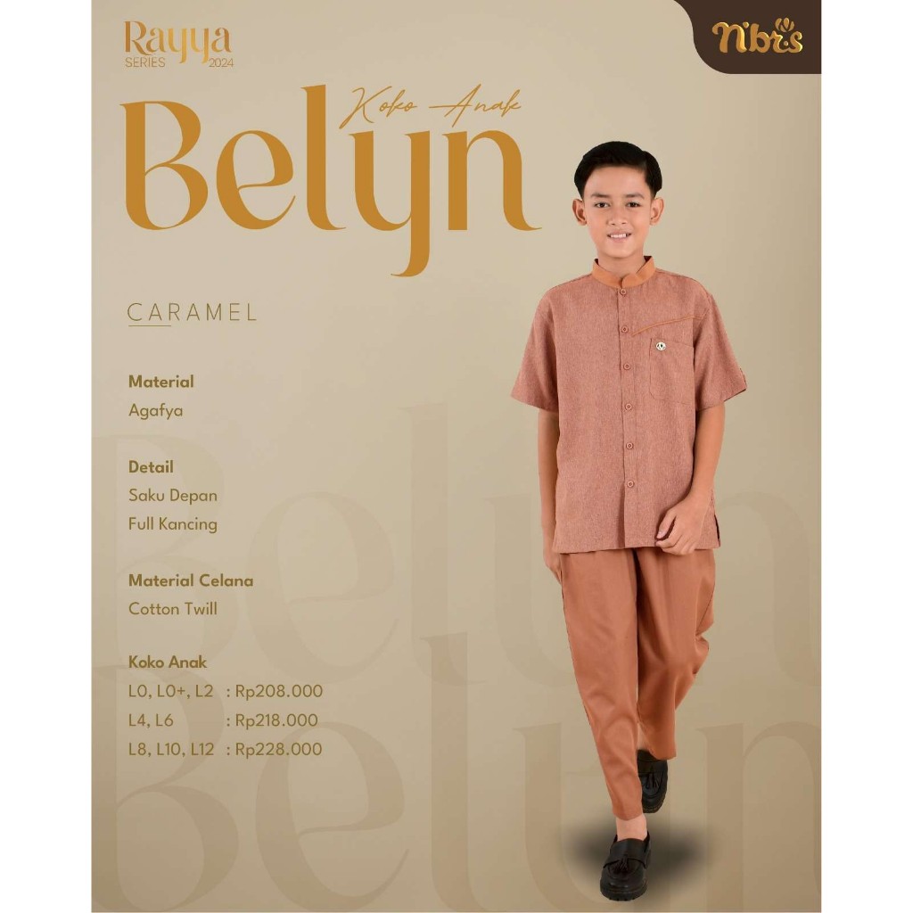 NIBRAS KOKO ANAK PROMO BELYN CARAMEL /CUCI GUDANG SETELAN ANAK LENGAN PENDEK