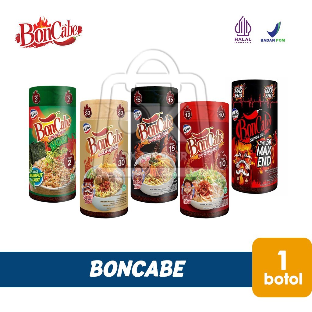 

Bon Cabe Botol Rasa Original Boncabe Nori / Sambal Tabur Level 10/15/30/50 (1 Botol)