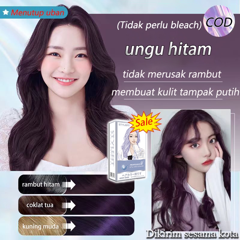 [Sale-Rp20rb+]Cat rambut 210ml ungu hitam warna populer,menutup uban,membuat kulit tampak putih,tida