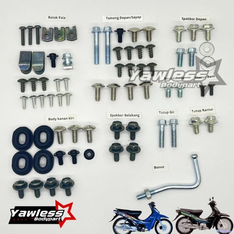 baut FULLSET Supra fit lama / baut full body Supra fit 110 lama / baut Honda Supra fit lama terlengk