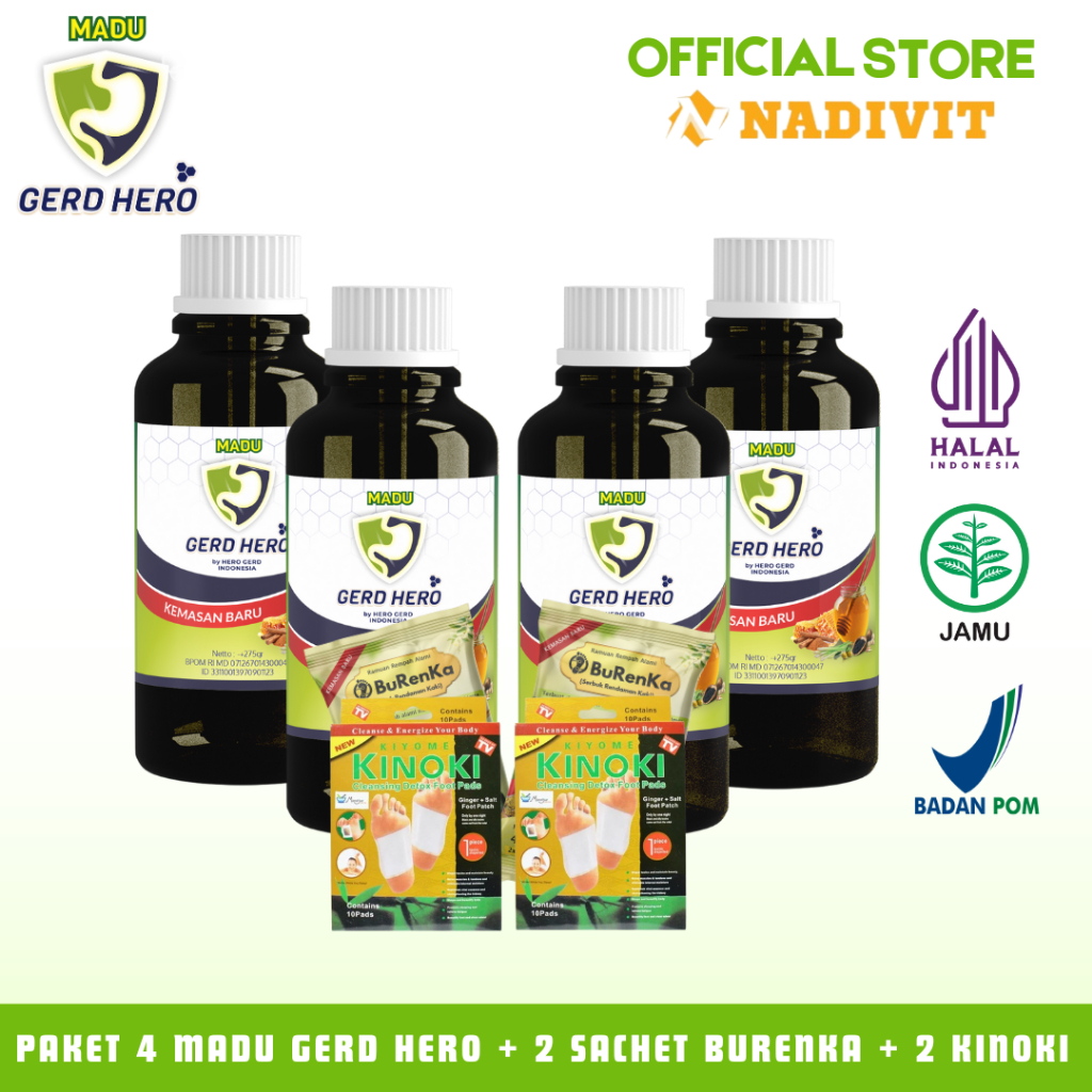 

Paket 4 Botol Madu Gerd Hero, 2 Burenka & 2 Kinoki
