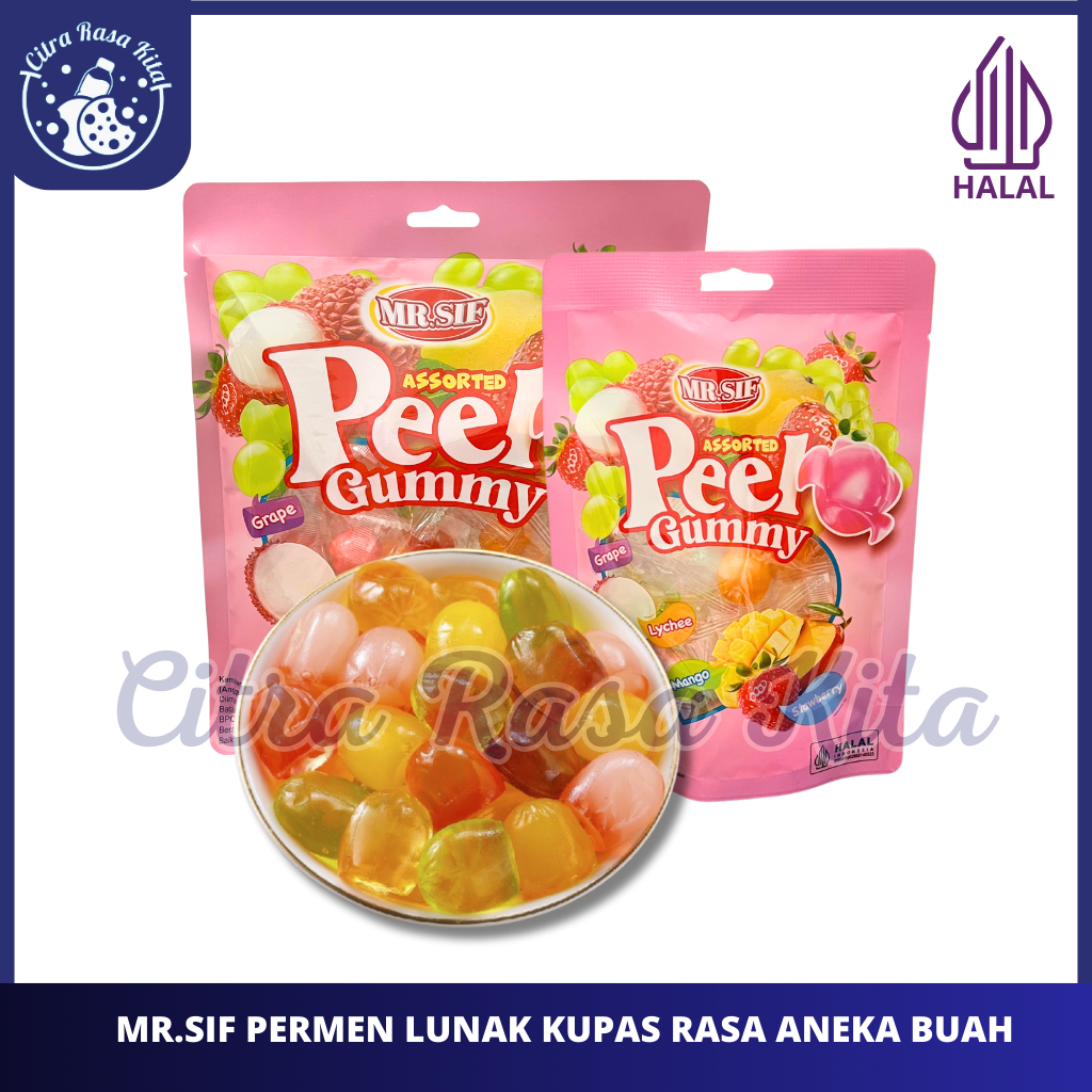

Mr.Sif Assorted Peel Gummy Rasa Aneka Buah 80gr & 200gr