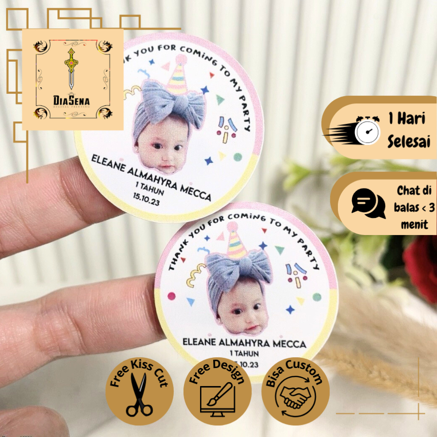

4-9 Sticker Bulat Ulang Tahun Anak Stiker Ultah Free Design Template Birthday Sticker Diasena Chromo