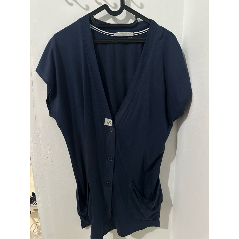 GIORDANO Atasan Wanita Outer Lengan Pendek Navy