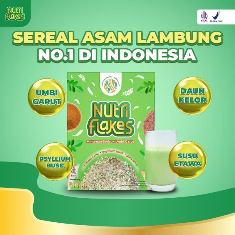 

Nutriflakes Original Sereal Umbi Garut Solusi Mengatasi Asam Lambung Gerd Maag Suplemen Makanan