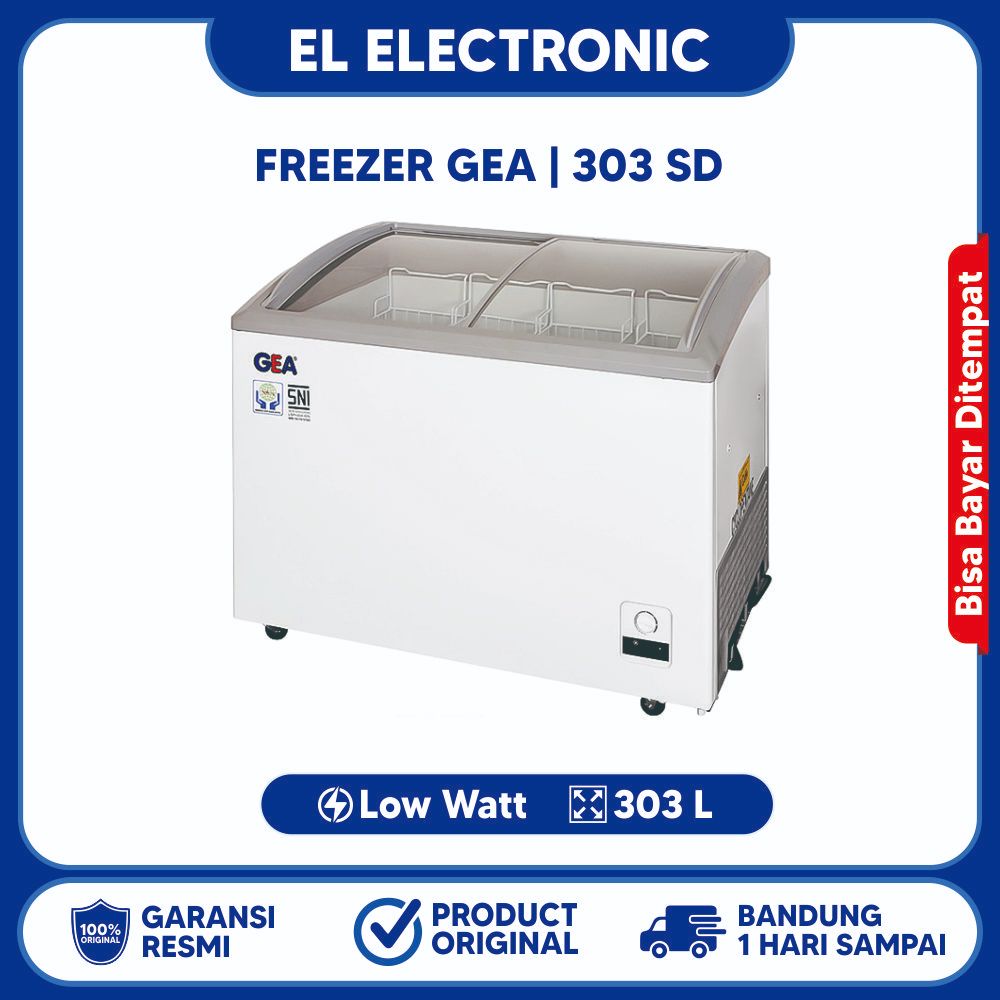 CHEST FREEZER GEA SLIDING DOOR SD-303 300Liter kaca geser friser frozen food