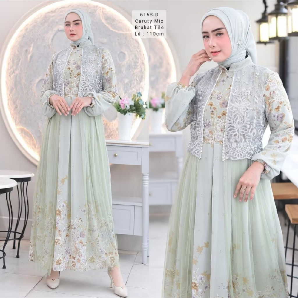 Gamis Ceruti Mix Brukat Rompi 2025