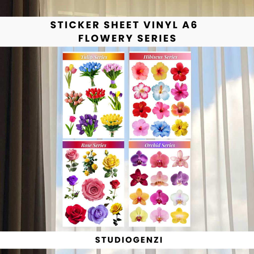 

STICKER SHEET A6 FLOWER THEMED ORCHID ROSE by Studio Genzi | Stiker Deco, Journaling Aesthetic