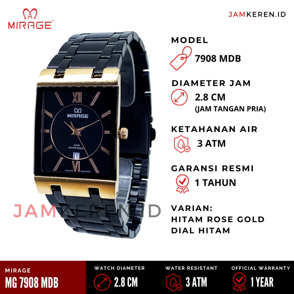 Mirage - Jam Tangan Mirage Pria - Jam Tangan Mirage -Jam Tangan Pria Mirage 7908 MD Original 100%