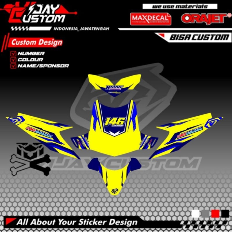 Decal Striping Stiker Sticker Full Body Motor Honda Beat Karbu Carbu Body Buta Standar Tebal Glosy D
