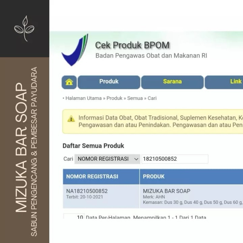 Ay00 (BISA COD) MIZUKA BAR SOAP PENGENCANG PAYUDARA BPOM PRODUK SABUN AMPUH