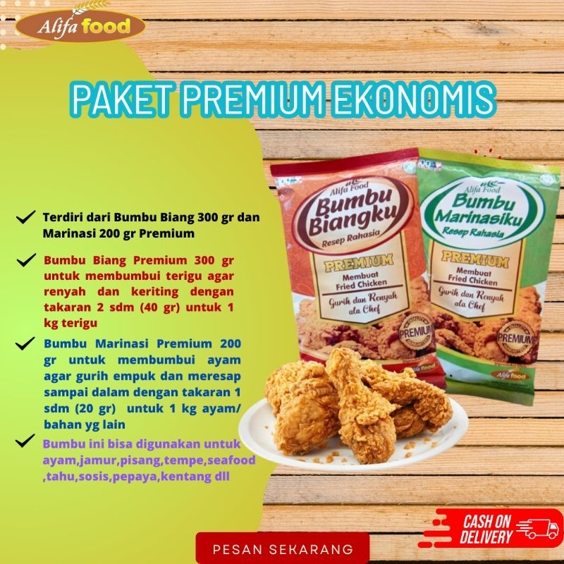 

Alifa Food Paket Premium Ekonomis Biang Premium 300 gr dan Marinasi Premium 200 gr