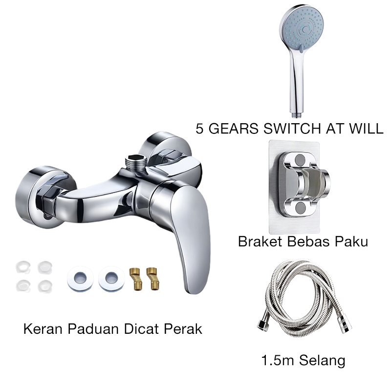 Kepala Shower Mandi 10CM Hand Shower Kamar Mandi Paket dengan Selang Shower Kamar Mandi 1.5M Braket 