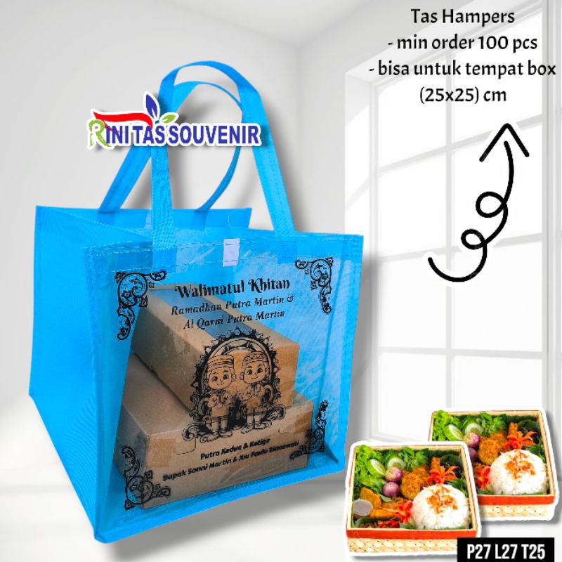 

Tas Spunbond mix mika custom tas mika untuk box kue tas mika sablon
