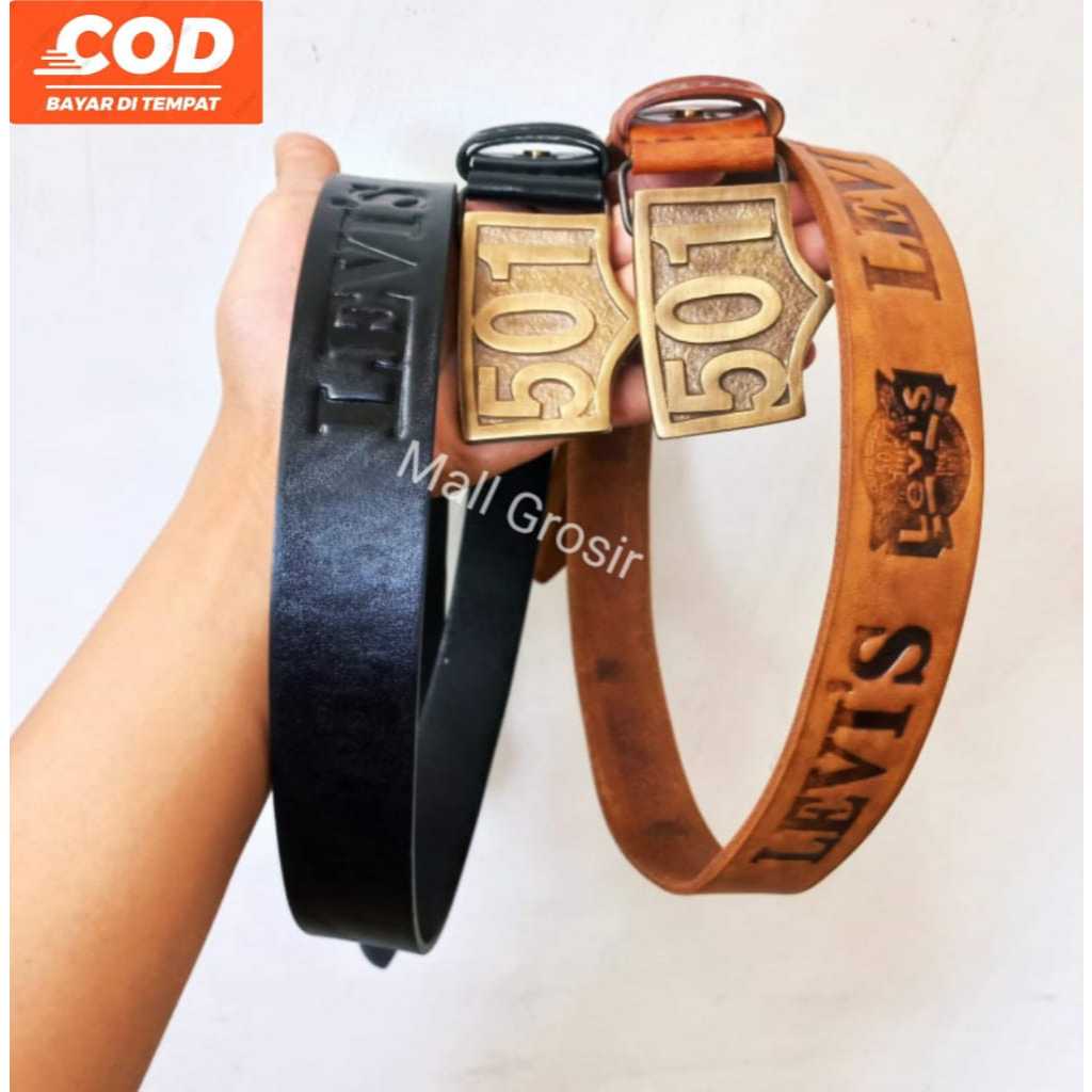 Ikat Pinggang Kulit Asli Original LV20 100% Kulit Sapi Asli Tebal dan Kokoh Motif Badman