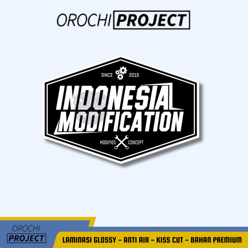 

Sticker Stiker Brand Logo Indonesia Modification Vinyl Glossy Anti Air HP Laptop Tumbler Motor Helm