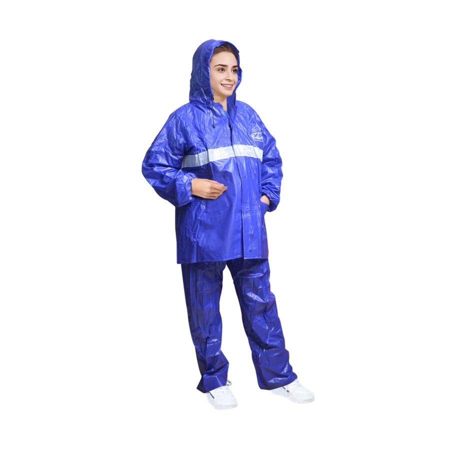 Jaket Jas Hujan Baju Celana Zipper Ritsleting Kancing Tahan Air Reflektif Waterproof Rain Coat Set C