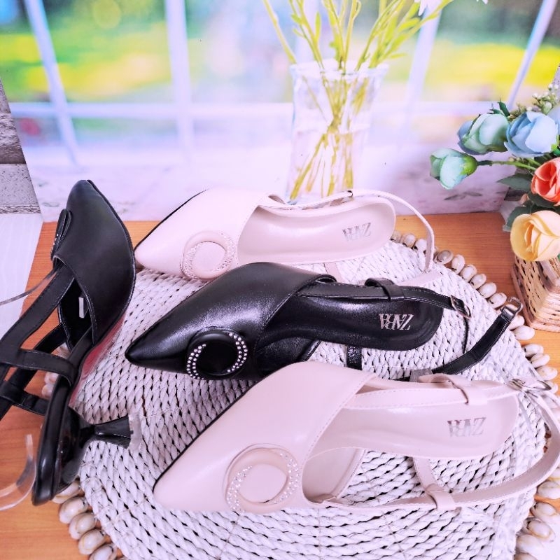 heels slop tutup 5cm sandal slop tutup wanita
