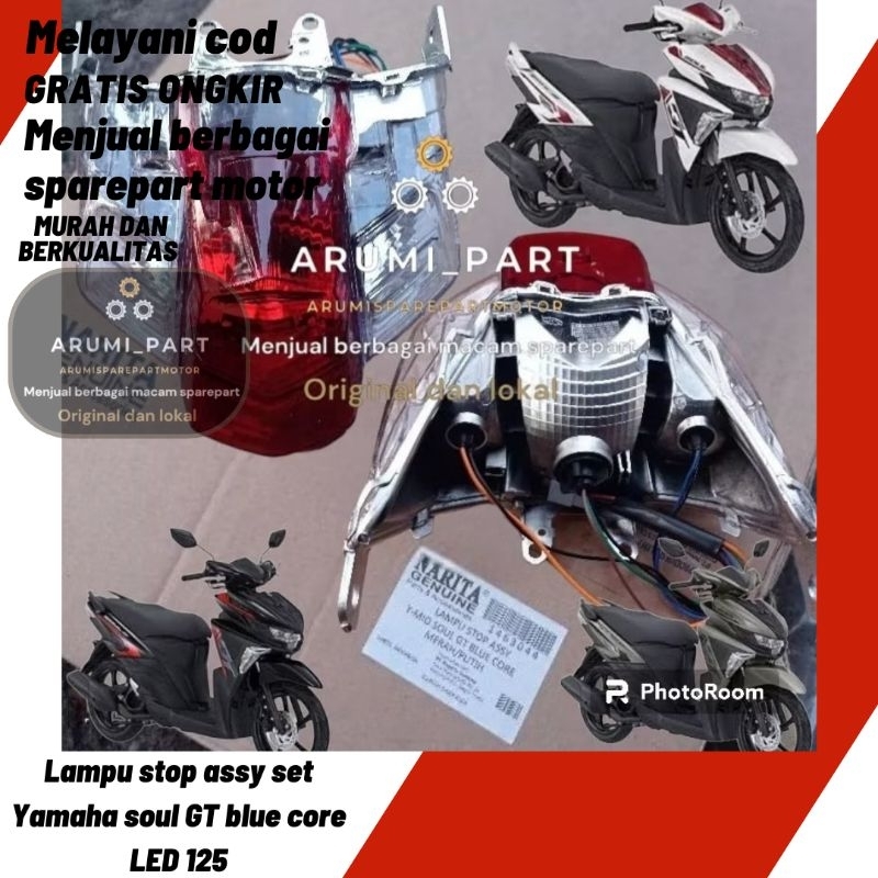 Reflektor lampu stop + soket kabel lampu bohlam yamaha soul gt 125 led blue core 125