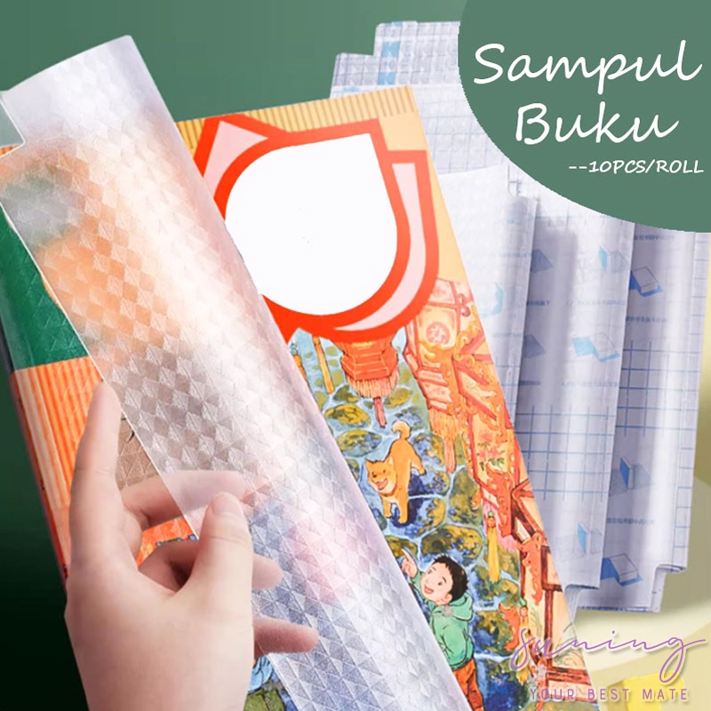 

Stiker Sampul Buku Isi 10 Lembar Self-Adhesive Book Cover Waterproof Sticker Sampul Buku Tulis Sekolah Diamond Transparant