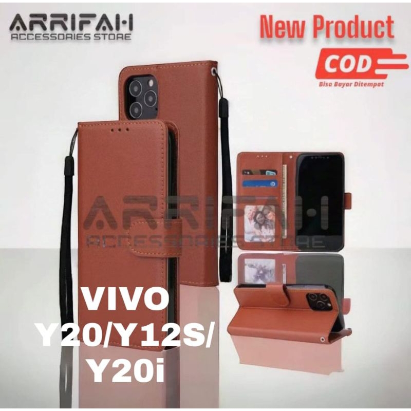 CASE VIVO Y20/Y12S/Y20i - FLIP COVER WALLET LEATHER CASE DOMPET HP KULIT SILIKON DOMPET
