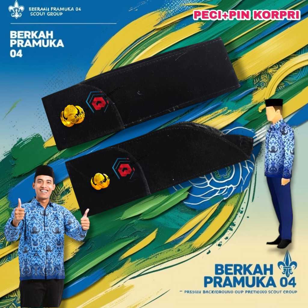 Peci songkok hitam + pin korpri kualitas premium